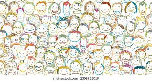 Group of people, community. Social network. Team of employees. Seamless pattern background for your design. Vector illustration
