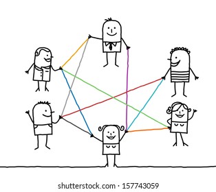 group people connected by color lines