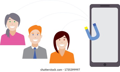 A group of people connected and magnetized by the Internet around the world