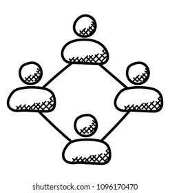 A group of people connected showing concept of work group

