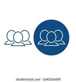 Grupo de contactos de personas. Opción en un círculo y sin él. Iconos azules vectoriales.
