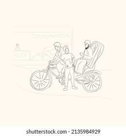 Group of people continuous one line vector drawing