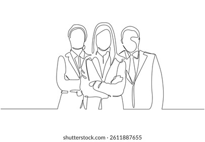 Group of people continuous one line vector drawing. Family friends hand drawn characters, Continuous line drawing of business people group.