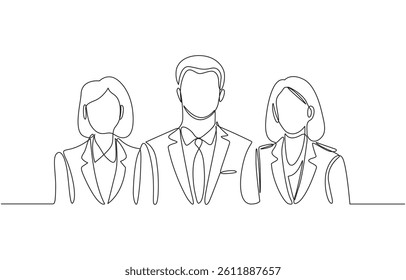 Group of people continuous one line vector drawing. Family friends hand drawn characters, Continuous line drawing of business people group.