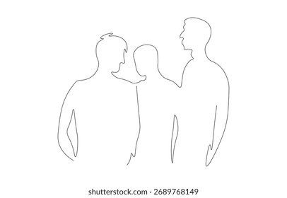 Group of People Continuous One Line Drawing – Minimalist vector illustration symbolizing teamwork, unity, and communication in a modern continuous line art style