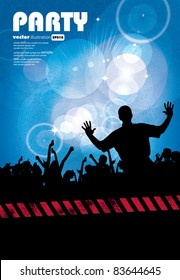 Grupo de personas. Multitud frente a un escenario. Vector