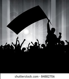 Group of people. Crowd infront of a stage. Vector
