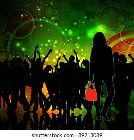 Grupo de personas. Multitud frente a un escenario. Vector