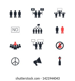 Group Of People. Crowd. Mob Icon Set. Vector Illustration.