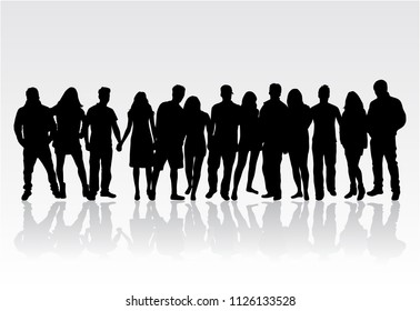 Group of people. Crowd of people silhouettes.