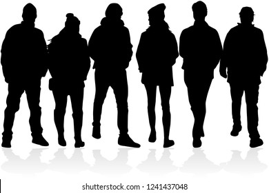 Group of people. Crowd of people silhouettes.