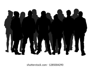 Group of people. Crowd of people silhouettes.