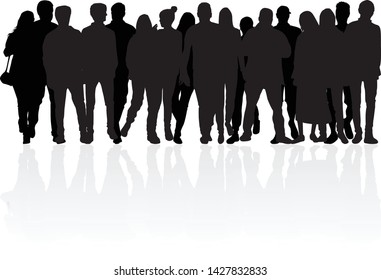 Group of people. Crowd of people silhouettes.