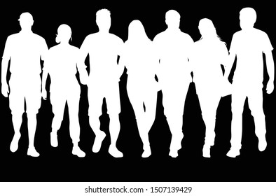Group of people. Crowd of people silhouettes.