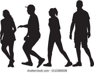Group of people. Crowd of people silhouettes.