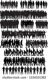 Group of people. Crowd of people silhouettes.