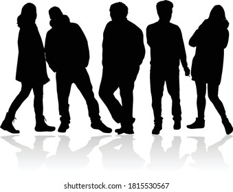 Group of people. Crowd of people silhouettes.