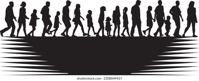 Group of people. Crowd of people silhouettes.	
