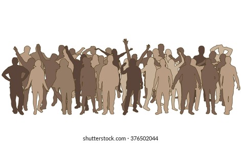 Group of people. Crowd of people silhouettes.