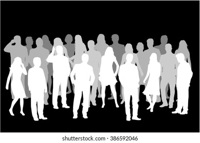  Grupo de personas. Multitud de siluetas de personas.