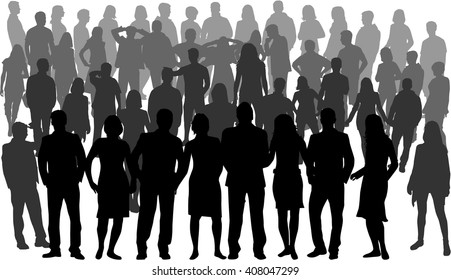 Group of people. Crowd of people silhouettes.