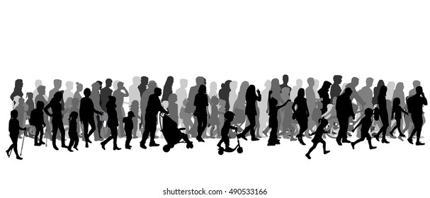 Group of people. Crowd of people silhouettes.