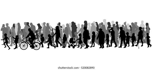 Group of people. Crowd of people silhouettes.