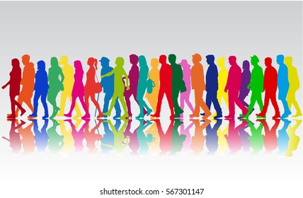 Group of people. Crowd of people silhouettes.