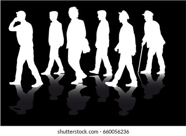 Group of people. Crowd of people silhouettes.