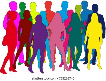 Group of people. Crowd of people silhouettes.