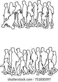 Group of people. Crowd of people silhouettes.