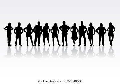 Group of people. Crowd of people silhouettes.