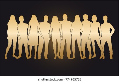 Group of people. Crowd of people silhouettes.