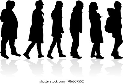 Group of people. Crowd of people silhouettes.