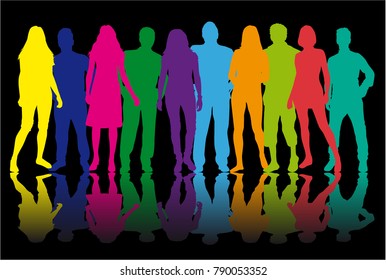 Group of people. Crowd of people silhouettes.