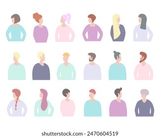 group of people crowd of people. Vector Illustration for printing, backgrounds, covers and packaging. Image can be used for greeting cards, posters, stickers and textile. Isolated on white background.