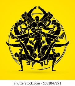 Group of people dancing, Dancing action, dancer training graphic vector.