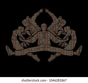 Group of people dancing, Dancer action, Street dance team, Hip hop or B boy dance designed using mosaic pattern graphic vector
