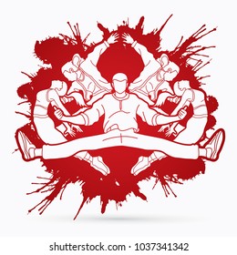 Group of people dancing, Hip hop, Street Dance, B Boy mix composition designed on splatter ink background graphic vector.