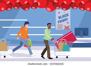 group of people in day black friday vector illustration design