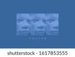Group of people for design. Abstract digital human head. Futuristic background. Vector Illustration for advertising, marketing or presentation. 