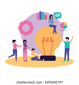 Group of people design, Teamwork support collaborative cooperation work unity and idea theme Vector illustration