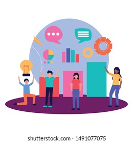 Group of people design, Teamwork support collaborative cooperation work unity and idea theme Vector illustration