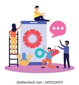 Group of people design, Teamwork support collaborative cooperation work unity and idea theme Vector illustration