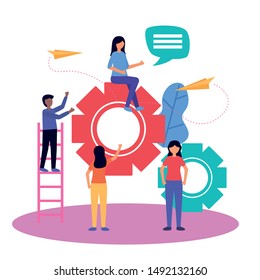 Group of people design, Teamwork support collaborative cooperation work unity and idea theme Vector illustration