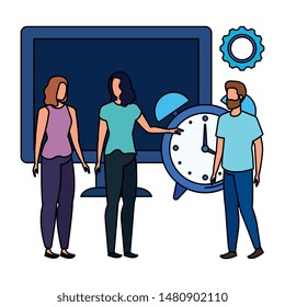 group of people with desktop computer