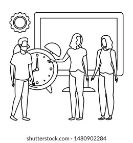 group of people with desktop computer