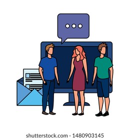 group of people with desktop computer