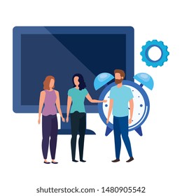 group of people with desktop computer