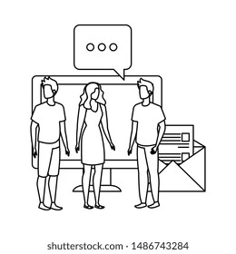 group of people with desktop computer